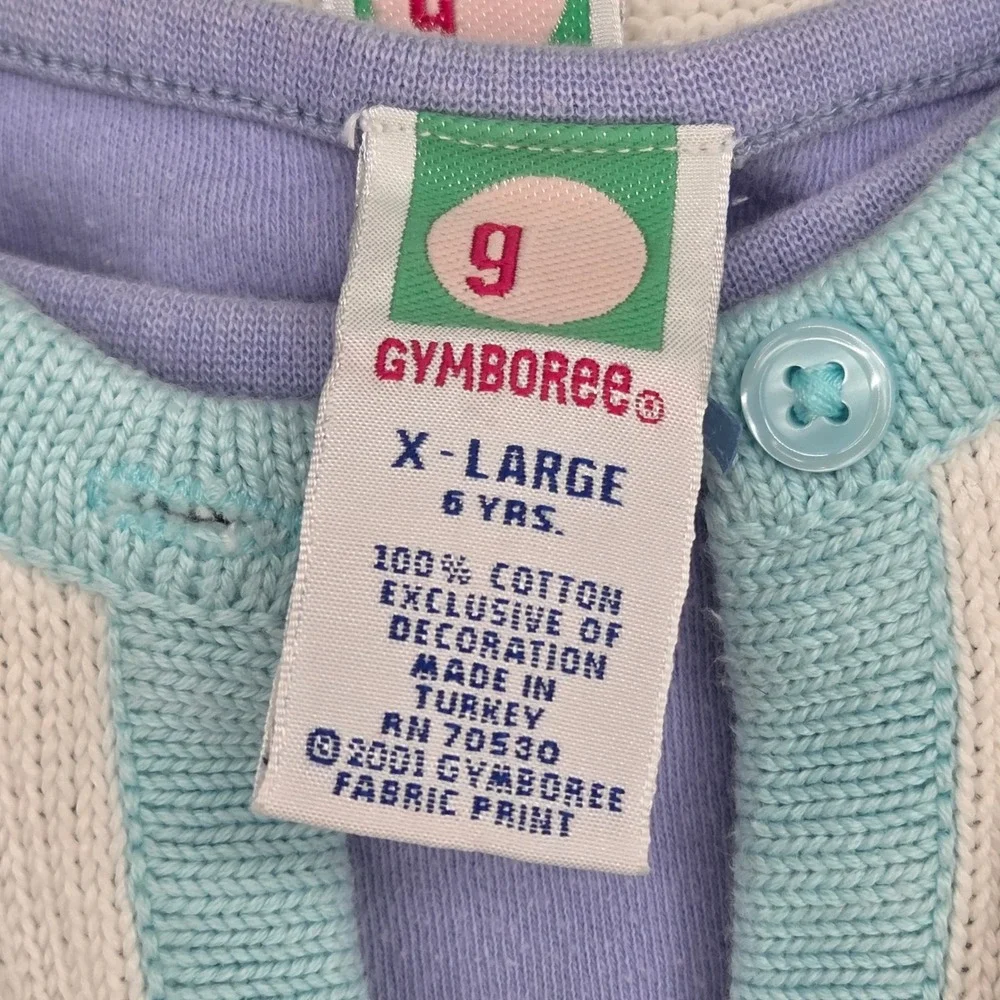 VTG 2001 Gymboree Girls 6 Outfit 3 pc Set Denim Skirt Top Cardigan Floral Purple
